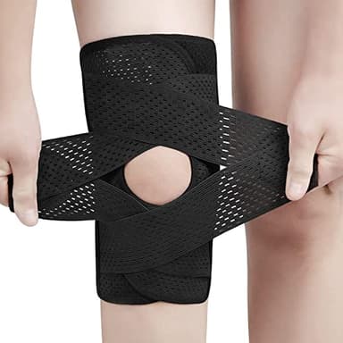 ANAMPION Genouillère avec stabilisateurs latéraux XXL, pour la douleur au genou déchirure du ménisque ACL MCL Récupération des blessures arthritiques Genouillère réglable pour hommes et femme(Noir)