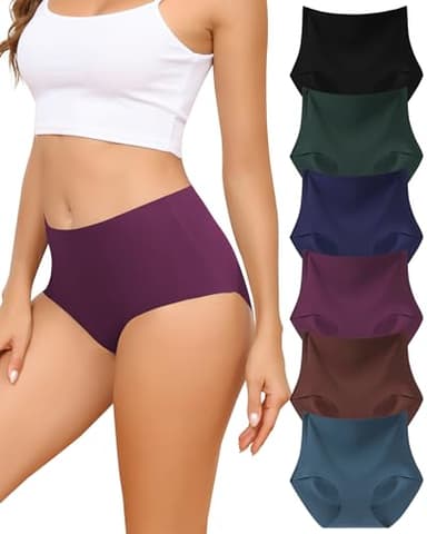Levao Lot de 6 Culotte Femme sans Couture Taille Haute Slip sous-vêtements Invisible Panties Bikini Élastique Multipack S-XXL