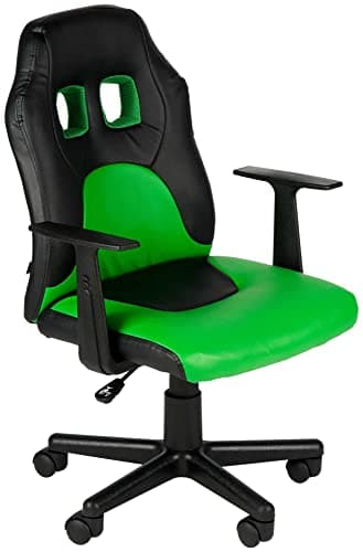 CLP Fauteuil De Bureau Fun pour Enfants I Chaise De Bureau Juniors Garçon/Fille I Revêtement Similicuir I Hauteur réglable I Pivotante, Couleur:Noir/Vert