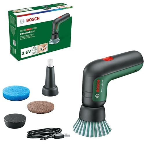 Bosch Home and Garden Brosse de Nettoyage électrique Bosch - UniversalBrush (Batterie intégrée de 3,6 V, 1 câble Micro USB et 4 Accessoires de Nettoyage fournis, dans Un Emballage en Carton)
