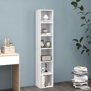 Panana Étagère Échelle Bibliothèque, Meuble de Rangement Livre Fleur Étagères pour Salon Bureau Chambre, Blanc (6 Étagères)