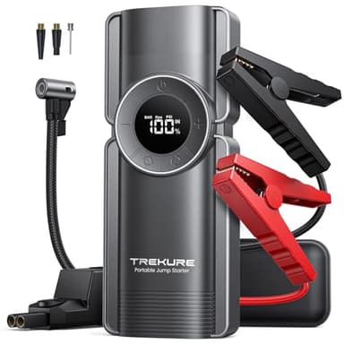 Booster Batterie Voiture 4000A, 20000mAh Démarreurs de Batterie avec Compresseur à Air (Jusqu'à 8.5L Gas/8.0L Diesel), 150PSI Gonfleur de Pneus Voiture, 12V Jump Starter Portable avec Écran LCD