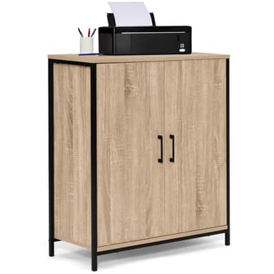 IDMarket - Armoire basse DETROIT 2 portes design industriel
