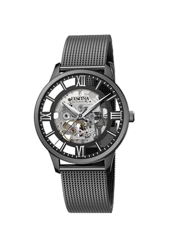 Montre Festina Automatic Noir, Bracelet en Acier, Homme