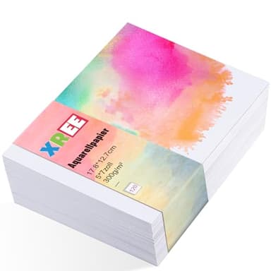 120 Feuilles Papier Aquarelle, 300 g/m² Papier Aquarelle Coton Watercolor Paper Feuille Aquarelle pour Aquarelle Gouache Acrylique (12,7 x 17,8 cm)