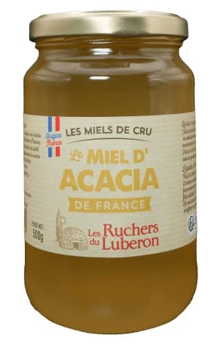Les Ruchers du Luberon - Miel d’Acacia 500 g - Miel de Cru Francais Naturel - Pur - Non Filtré - Non Pasteurisé - Sans Additifs
