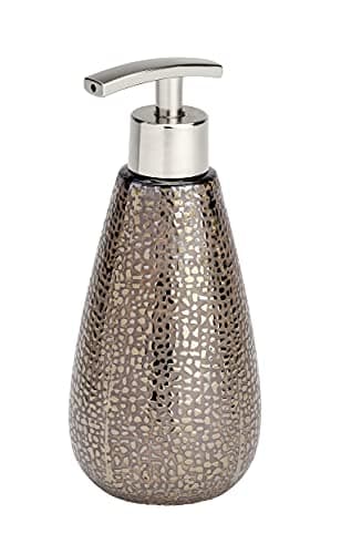 WENKO Distributeur de Savon Marrakesh céramique - Distributeur de Savon Liquide Capacité: 0.4 l, Céramique, 8 x 18.6 x 8 cm, Marron
