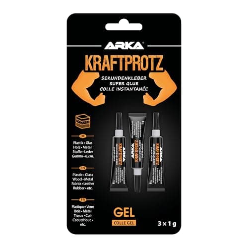 3 x 1 g de colle instantanée extra forte - Pointe anti-dessèchement incluse - KRAFTPROTZ - Colle super épaisse - idéale pour le collage du plastique, du verre, du bois, de la pierre, du métal, etc.
