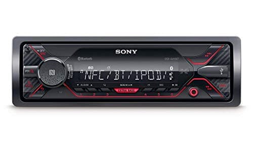 Sony DSX-A410BT - Autoradio multimédia avec technologie Bluetooth Dual (4 x 55 W, Commandes vocales compatible avec Siri Eyes et Android, USB), Noir/Rouge