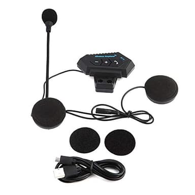 VOBOR Kit Main Libre Moto, BT V5.0 + EDR Hi-FI Kit Bluetooth Casque, Intercom Moto Duo pour 2 Casques,Fonction de Réduction du Bruit et Système de Communication Mains Libres(500mA)