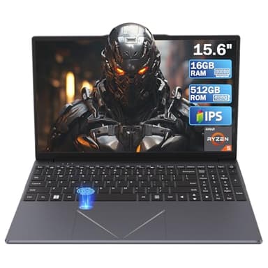 PC Portable 15,6" 16GB DDR4 512GB SSD, HD Ordinateur Portable Processeur AMD Ryzen 5 3500U Graphiques Intégrés Laptop avec Touch ID WiFi 2,4/5G Bluetooth 2xUSB 3.0 pour Étudiants/Bureau/Jeux