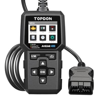 TOPDON AL500 Lecteur de codes OBD2 avec fonctions OBD2 complètes, Écran TFT 2,8 pouces, Mise à jour gratuite, Recherche de codes DTC, Impression via PC, Menu d'aide intégré, Noir