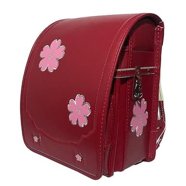 Sac d'école, Randoseru Ransel Sacs d'école de Style Japonais Sac à Dos léger en Cuir PU de Grande capacité pour garçons Filles, Rouge, 34 * 26 * 19 cm