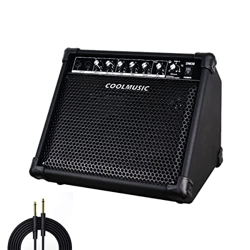 Coolmusic DM30 AMP Amplificateur de batterie électronique 30 W avec entrée auxiliaire et Bluetooth, 2 entrées, égaliseur 3 bandes et DI OUT