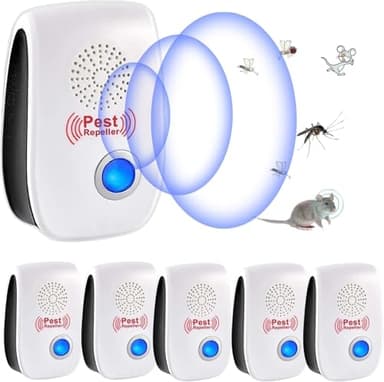 Ultrason Anti Moustique, 6 Pack Ultrason Souris et Rats & Insectes Répulsif Électronique, Répulsif Ultrason Anti-Rongeurs Insectes Anti Insectes, Moustiques, Fourmis, Rats, Araignées