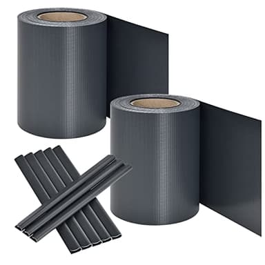 Juskys Rouleaux brise-vue en PVC pour clôtures à barreaux doubles - 2 rouleaux de 35 m, 60 clips de fixation - film anti-regards pour clôture protection visuelle protection contre le vent - anthracite