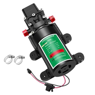 LONGRUNNEW Mini Pompe a Eau 12v DC, 3 L/Min 65 PSI Auto-Amorçante Pompe à Membrane Haute Pression Avec Pressostat Réglable Pour Caravane, Camping-Car, Bateau, Douche, Pelouse, Jardin