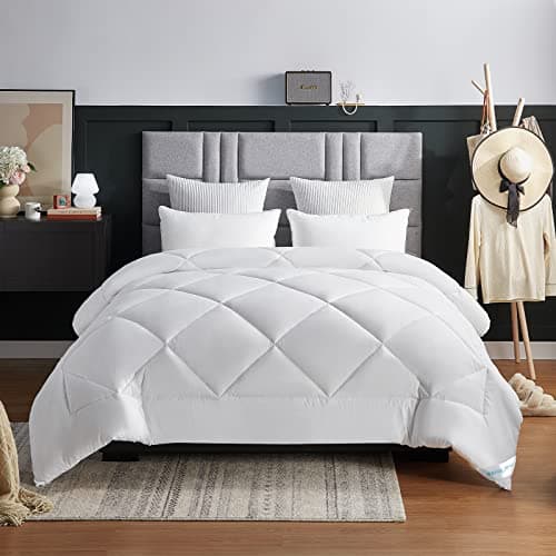 WAVVE Couette Hiver 450GSM en Microfibre, Édredon Lit 2 Personnes 240x260 cm, Edredon Toutes Les Saisons pour Lit 160x200/180x200/200x200, Grand Chaud Épais Garnissage 450g/m², 260x240 Blanc