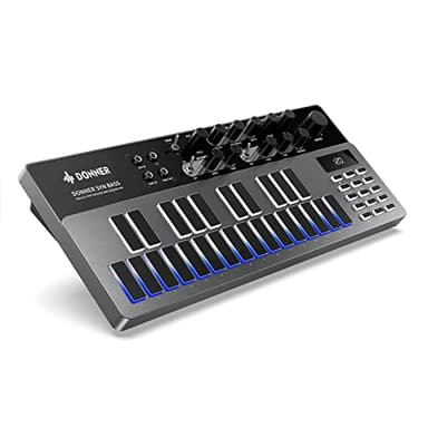 Synthétiseur de basse analogique et séquenceur, Donner Essential B1 avec interface utilisateur intuitive, mémoire de 128 motifs, effets de saturation et de retard, pour un son acid classique