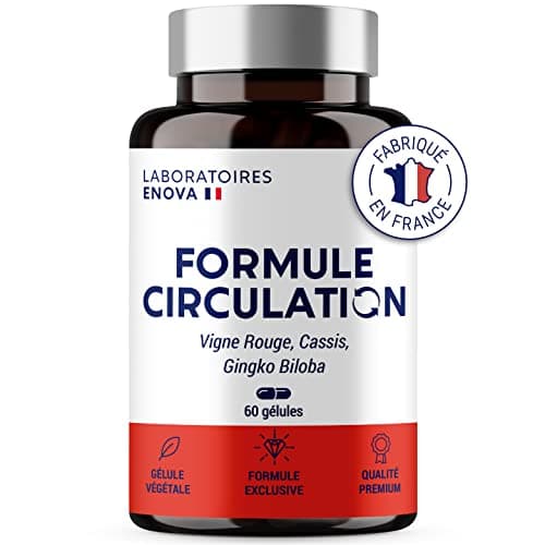 FORMULE CIRCULATION Sanguine, veineuse | Jambes lourdes, Rétention d'eau | Vigne Rouge (hautement dosé), Cassis, Gingko Biloba | 60 gélules | Complement alimentaire