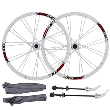 LSRRYD Paire Roues Vélo 26 Pouces Jante en Alliage Double Paroi Noir Blanc Frein Disque Roue VTT Libération Rapide 24 Rayons pour Volant D'inertie Cassette 7/8/9/10 Vitesses