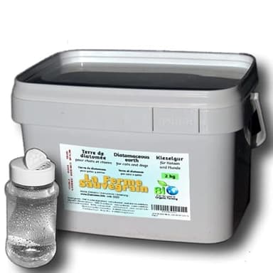 Terre de Diatomée Alimentaire pour Les Poules - Anti-poux Naturel Contre Les poux Rouges - 2kg + poudreur Offert