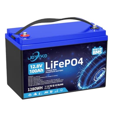 100Ah 12V Lithium Batterie,Batterie 100Ah 12V LiFePO4,15000 Cycles,Batterie 100Ah 12v LiFePO4,avec Smart BMS,Protection Basse Température,pour Camping Car,Systèmes Solaires,Bateaux,Ménages,Camping