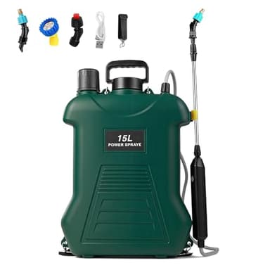 PulvéRisateur éLectrique, 15l Pulverisateur A Dos, Pulverisateur Lance Telescopique, Trois TêTes De PulvéRisation Pro pour L'Arrosage des Fleurs, La DéSinfection, PulvéRisation De Pesticides (Vert)