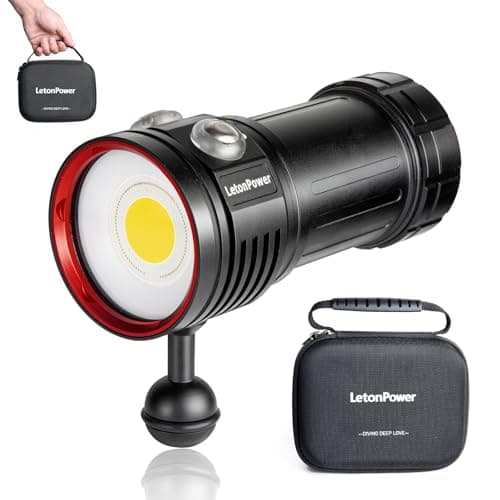 Lampe de plongée, LetonPower L12 8000Lumens Lampe plongée,100m Lampe plongée sous Marine,Lampes de plongée, Lampe de plongée sous Marine avec Chargeur Type-C,pour Photographie et Vidéo