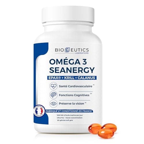 BioCeutics Omega 3 1650Mg EPA 423Mg DHA 279Mg - Huile de Poisson Sauvage Bio + Huile de Krill - Omega 3 Bio Complément Alimentaire - 90 Gélules - Omega 3 Epax Indice Totox Faible - Omega 3 DHA EPA