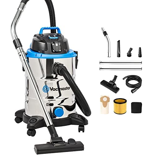 Vacmaster VQ1530SFDC Aspirateur Eau et Poussière, Fonction Soufflerie Aspirateur, Acier Inoxydable Industriel Aspirateur avec & sans Sac 1500W 30L