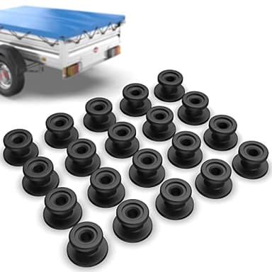 Tarpofix® Crochet ridelle de bâche ronds (20 pcs) pour filet et bache remorque en plastique dur - crochets de fixation - boutons