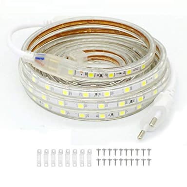 FOLGEMIR Ruban à LED 50m Blanc Froid, Bande Lumineuse 220V 230V, 60 Leds/m strip, IP65 étanche, rétro-éclairage doux
