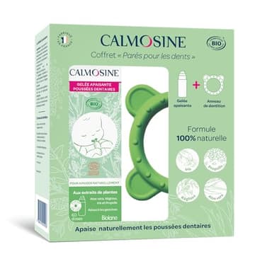 CALMOSINE - Coffret Premières dents - Poussées dentaire - Anneau de dentition et Gelée apaisante 15ml - Pour la dentition de bébé -