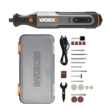 WORX 8V Outil Rotatif Multifonction sans Fil WX106, 23pcs Accessoires, Chargeur USB, Taille d'embout 3,2 mm, 5 Vitesse Variable 5000 à 28000 RPM pour Graver, Découper, Percer, Polir, Meuler