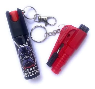 Spray de défense Anti agression Efficace, Pratique 100% légal Identifiant Criminel Anti Attaque, sécurité personnelle. Porte clé Format Sac à Main avec Brise vitre/sifflet/Coupe Ceinture