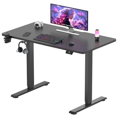 SANODESK Bureau Gaming Réglable en Hauteur Plateau Complet 110x60 cm, Bureau Assis Debout, Table Électrique avec Fonction de Mémoire,Fonction de Rappel de Sédentarité, Noir