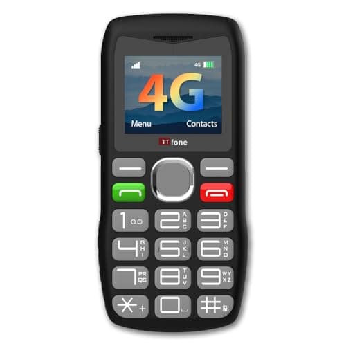 TTfone TT890 Téléphone 4G pour Seniors Téléphone Mobile à Grandes Touches Facile à Utiliser avec Bouton d’Appel d’Urgence, Chargement USB-C, Bluetooth, Appareil Photo Débloqué (avec câble USB)