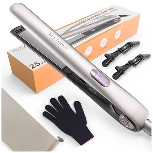 BESTOPE PRO Fer à Lisser, 2 en 1 Fer à Lisser, Boucler et Lisser Antistatique Céramique Tourmaline, Ecran LCD, Fer à Lisser Chauffe Ultra Rapide pour Cheveux Épais, Crépus, 120-230°C