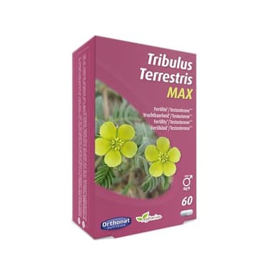 Orthonat - Tribulus Terrestris Max - Complément Alimentaire Fertilité*, Testostérone** - 450 mg d’Extrait Sec de Tribulus Terrestris (dont 260 mg de Saponines) par Gélule - Formule Vegan - 60 Gélules