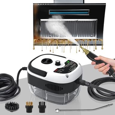2500W Nettoyeur Vapeur, Nettoyeur Vapeur Professionnel avec 3 Têtes de Brosse Réglables sur 6 Niveaux, 1000ML Réservoir d'eau de Grande Capacité, pour le Nettoyage, Canapés, Carrelage, Voitures