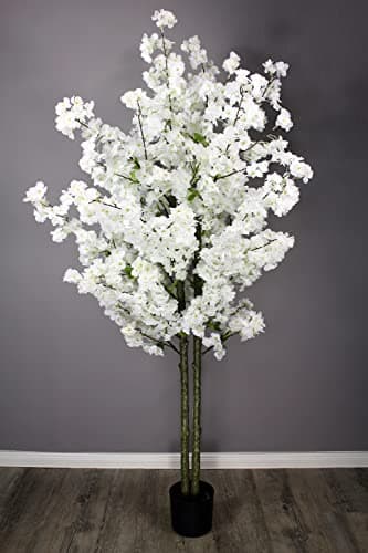 Arnusa Plante Artificielle Cerisier en Fleurs, Cerisier, Plante Artificielle, Arbre Artificiel, Fleur de Cerisier, Plante d'intérieur (Blanc, 160 cm)