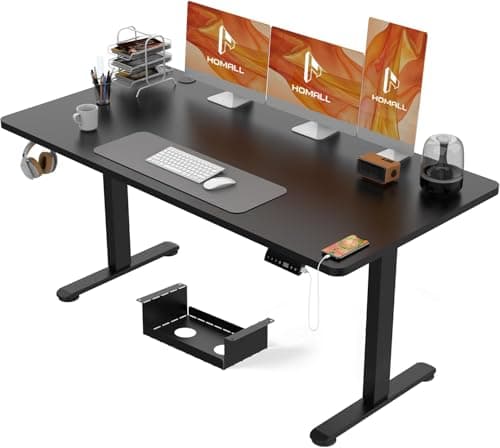 Homall Bureau Assis Debout Électrique 140x70 cm Bureau Réglable en Hauteur avec Fonction Mémoire et Système Anti-Collision, avec Plateau de Gestion des Câbles