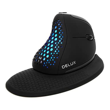 DELUX Seeker Souris Ergonomique sans Fil avec écran OLED et Roue à Pouce, Souris Verticale Bluetooth Rechargeable, 7200DPI, 7 Boutons Programmables, Lumière RGB (M618XSD-Noir)