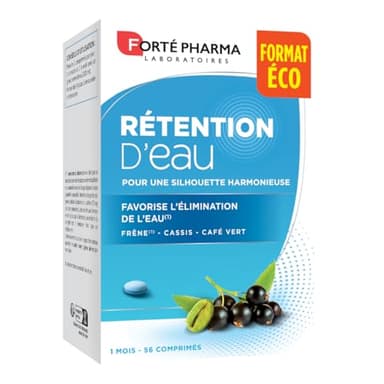 Forté Pharma - Rétention d'eau | Complément Alimentaire Elimination et Drainage à base de Frêne, Cassis et Café Vert | Aide perte de poids - Vitamines et Minéraux | 56 comprimés