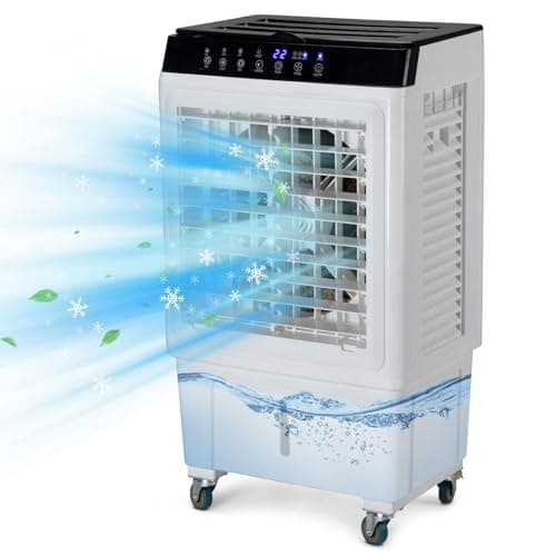 LEADZM Climatiseur d'Air Mobile 3 en 1 Humidificateur d'air par Evaporation Refroidisseur Portable,Réservoir d'eau de 25L,80W,Débit d'air 4000m³/h