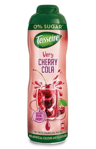 Teisseire Sirop de boisson cerise cola 0 % – 600 ml – Sirop au goût exactement comme le fruit