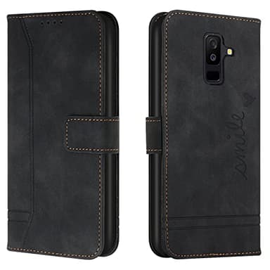 Lihondar Coque pour Samsung Galaxy A6 Plus 2018/J8 2018, Etui Portefeuille Samsung A6 Plus 2018/J8 2018, Protection Etui à Rabat Housse en Cuir PU avec Antichoc TPU [Fermoir Magnétique] (Noir)