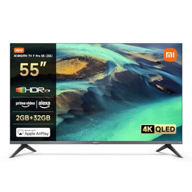 Xiaomi TV F Pro 55, 140 cm (55 Pouces), 4K UHD QLED, Smart TV, Fire TV, Contrôle Vocal Alexa, HDR10+, Mode Game Boost 120Hz, MEMC, 2Go+32Go, Compatible avec AirPlay