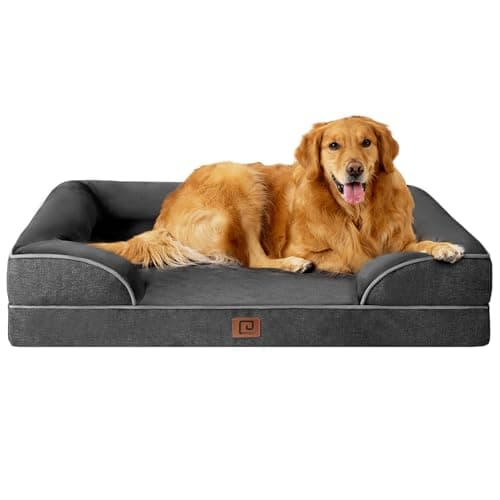EHEYCIGA Panier Chien Grande Taille XXL Orthopedique, Memoire de Forme Lit pour Chien Dehoussable Lavable, Canapé Chiens Imperméable, Gris Foncé